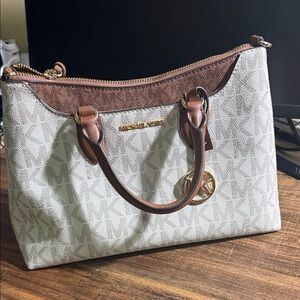 Michael Kors Cream and Brown Satchel